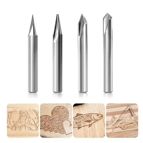 Engraving CNC Wood Carving Router Bit 1/4 Shank 15°/20°/60°/90° Engraving Bits, 2 Flutes...