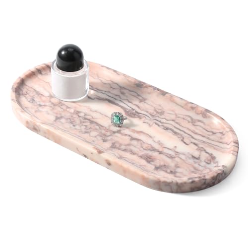 Image of Koville Natural Marble Tray, 12 inchx6 inch Decorative Tray for Countertop, Catchall for Perfume, Candles, Jewelry Dish Moca Jade