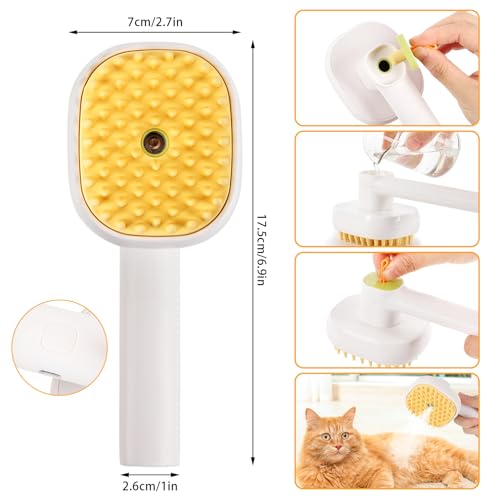 Image of 3-in-1 Cat & Dog Steam Brush - USB Rechargeable Spray Grooming Comb with Silicone Teeth - Anti-Static, Shedding Control & Massaging for All Hair Types Long /Short Hair Pets (Green)