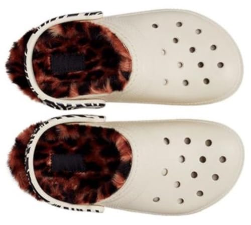 Image of Crocs Womens Men's and Women's Classic Lined Animal Print Clog | Fuzzy Slippers