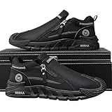 [Arklove] メンズ防水カジュアルシューズ【晴雨兼用 立ったままスッと履ける 理学療法士推薦】 安全靴 作業靴 ファスナー付き 栃木県産レザーを使用 軽量 疲れない 厚底 滑り止め設計 耐摩耗性 世界一快適 通勤 歩きやすい 立ち仕事