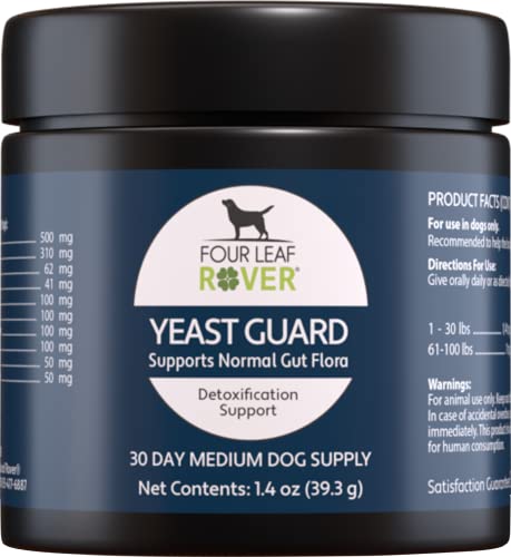 Four Leaf Rover: Yeast Guard - Dog Gut Health Probiotics Support Powder - Organic Herbs for Flora and Immune Support - 7 to 60 Day Supply, Depending on Dog’s Weight - Vet Formulated - for All Breeds