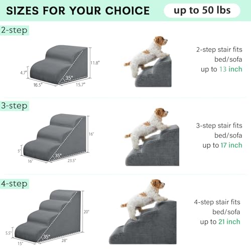Dog Stairs for Small Dogs and Cats, 20" H 4 Steps Dog Ramp for High Beds, Couch, Sofa, Waterproof Pet Stairs with Removable Washable Cover, Non-Slip Sturdy Pet Steps - Image 4