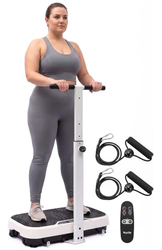 Hurtle Vibration Plate Exercise Machine Portable Vibration Plate with Handles and 1-99 Speed Levels 10 Preset Programs Quiet Low-Impact Home Fitness Platform with Remote Control White