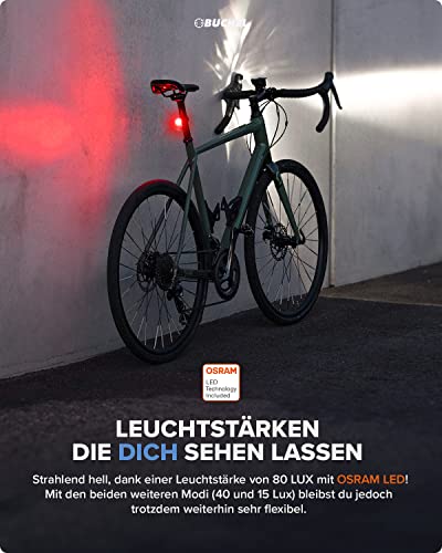 Büchel Fahrradlicht - Vail + Akku-Rücklicht I StVZO zugelassen I 80 Lux Fahrrad licht aufladbar...
