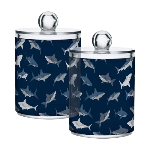 4 Recipientes de Almacenamiento para Baño con Diseño de Tiburón Azul de 396g 2