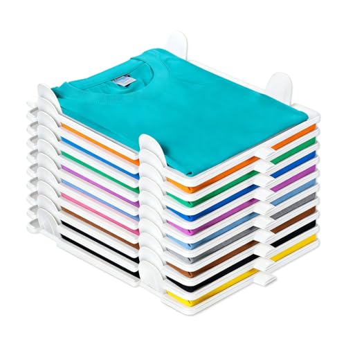 BTIUGYI 10 Stück T-Shirt Organizer Stapelbar Kleiderschrank Schrank Organizer für Kleidung T-Shirt Hemden Stackable Closet Organizer for Bathroom Kitchen Wardrobe Storage