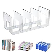 Marte Vanci Zeitschriftenhalter aus Acryl, 4 Fächer, Schreibtisch Aktenordner Organizer, Bücherregal, Organizer für Büro, Schrank, Handtaschen Aufbewahrung,Transparent