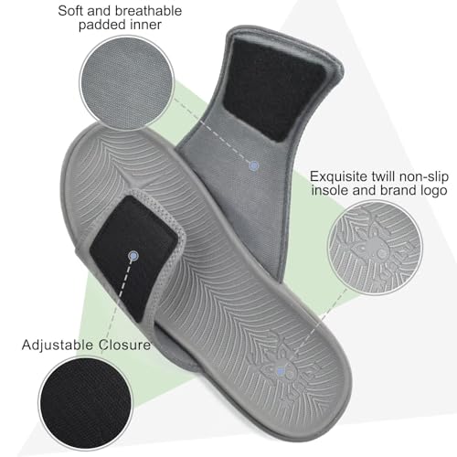 Image of KuaiLu Mens Slide Sandals Orthotic Arch Support Athletic Sport Sandals For Men Adjustable Comfort Slippers With Soft Cushioning For Outdoor