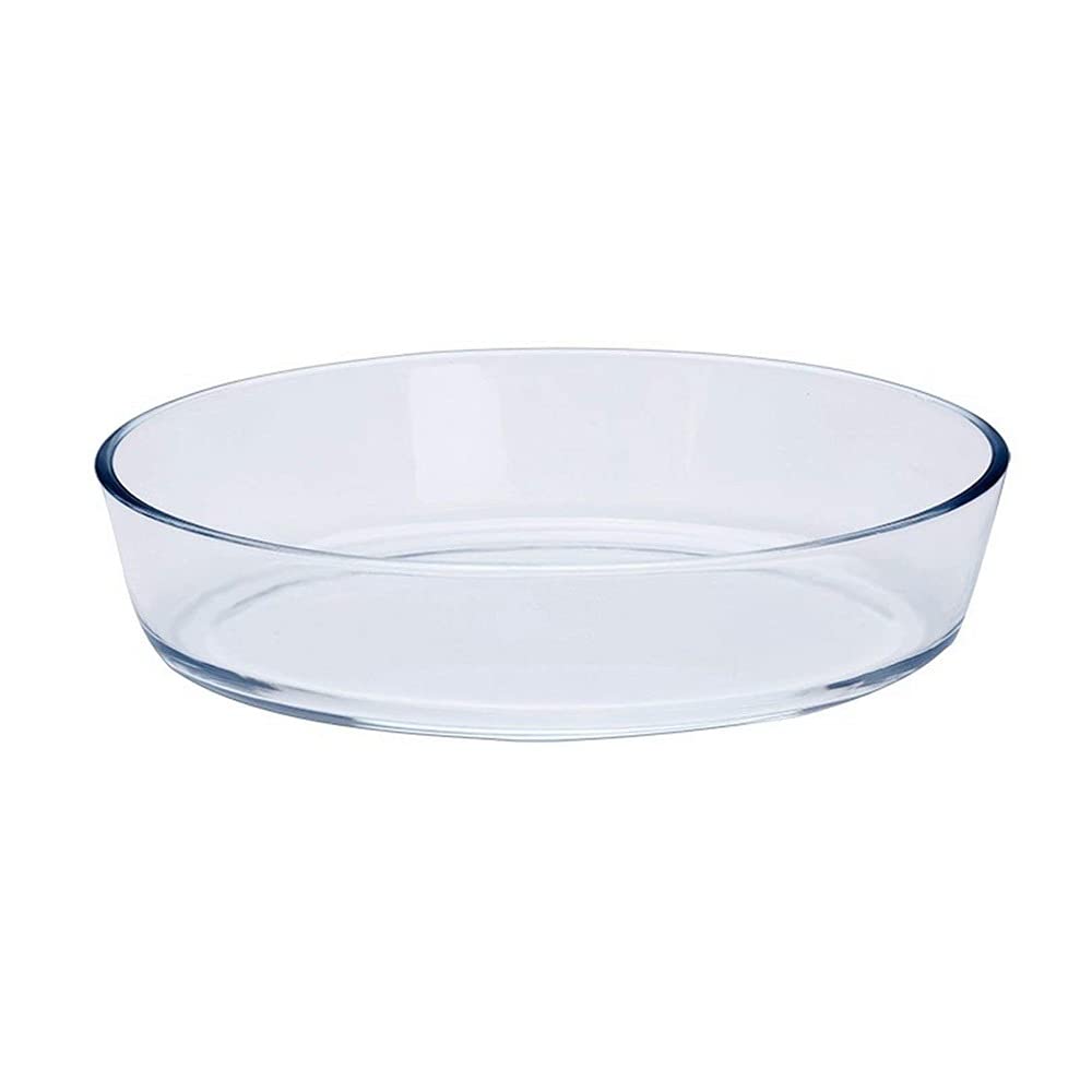 Molde Redondo de Vidrio para Hornear Tartas, Resistente al Calor, Transparente, para Pasteles, Tartas y flanes (Color A, 2,4 l)