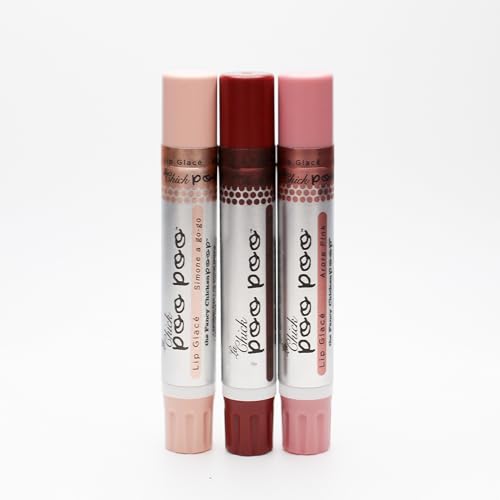 Chicken Poop Lip Junk Lip Glac Trio | La Chick Poo Poo Tinted Moisturizer Combo Pack | Natural Lip Color MAUVE NUDE PINK | Set of 3 Lip Balms