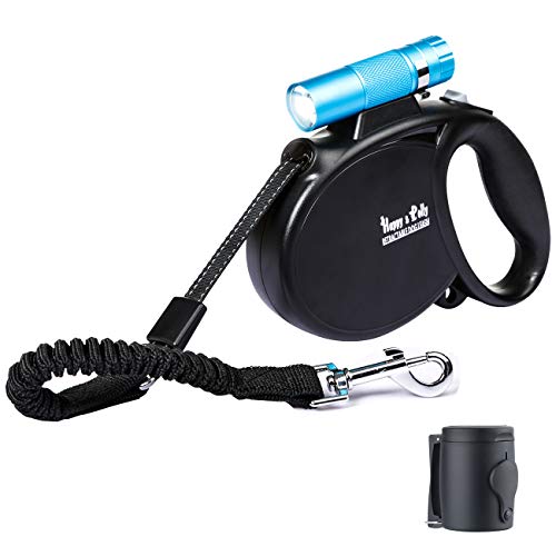 Happy & Polly Dog Leash Retractable Dog Leash 16.4 ft with Flashlight Detachable/Protective