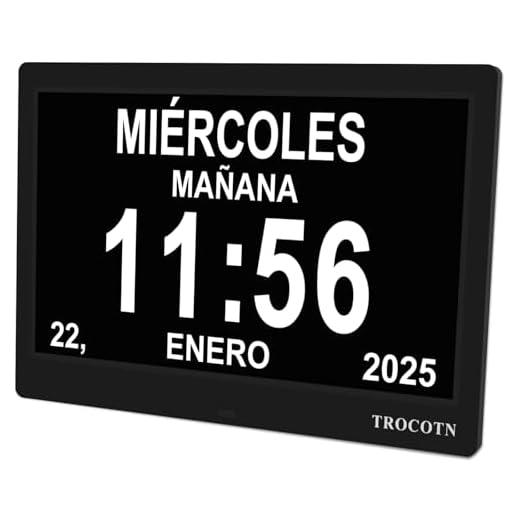 TROCOTN Reloj Digital de 10 Pulgadas, Calendario, Pantalla Grande, Reloj Despertador, Reloj de Pared (Negro)