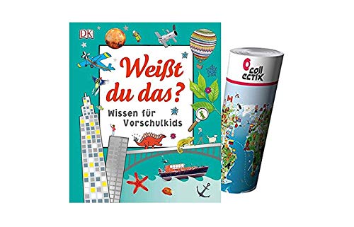 DK Verlag ¿Sabes que sabes que sabemos para niños preescolares (libro de tapa dura) + mapa del mundo para niños de Wimmel de 4 años?