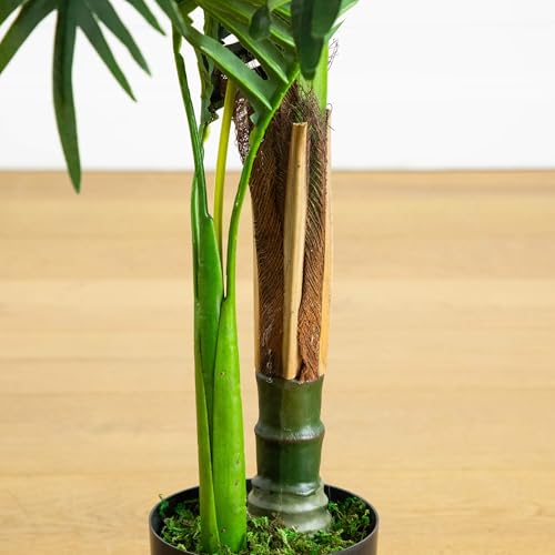 Arbre artificiel bambou vert de 0,9 m avec tronc en mousse et écorce de palmier