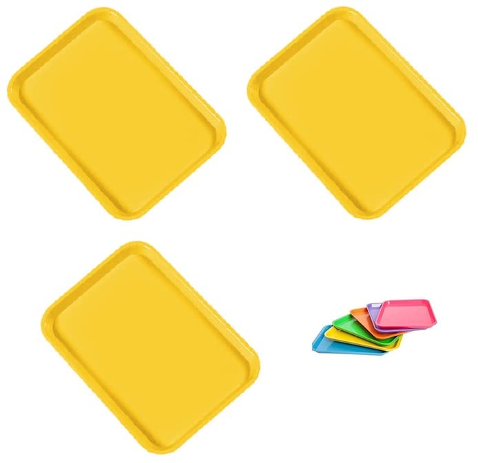 3 Pcs Dental Flat Tray Size B Autoclavable 250F Medical Procedure Instrument Set Up Flat Tray Size B - Neon Yellow