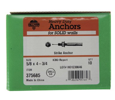 Hillman 5/8 in. Dia. x 4-3/4 in. L Steel Round Head Strike Anchor 10 pk