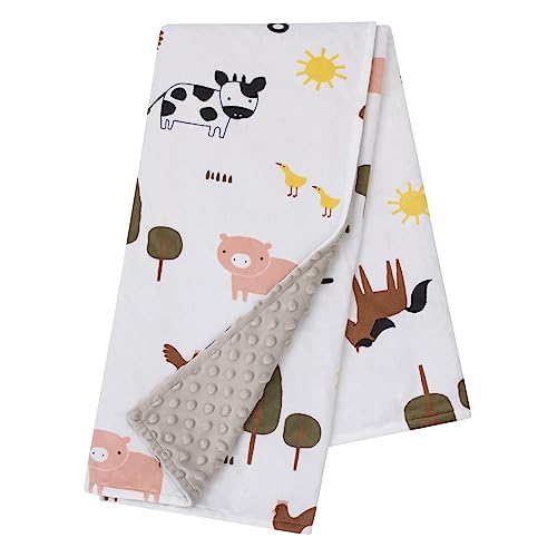 Image of Little Love by NoJo Farm White, Gray, and Green Horses, Cows, and Chickens Super Soft Baby Blanket as it is Currently Incorrect