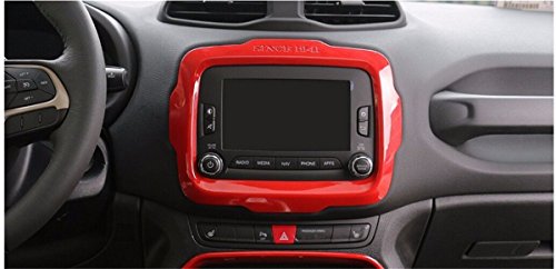 Dwindish ABS Dash Board Car DVD Player GPS Frame Trim Cover for Jeep Renegade 2015-2017 Strength + Smart Red