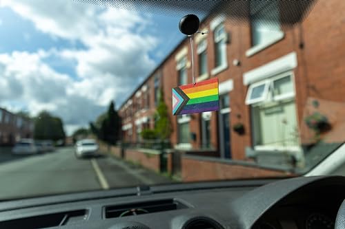 Image of Progressive Pride LGBTQ+ Air Freshener | Fantastic Love is Love Car Present For Anyone - Novelty Gift - Fun Gay Gift Birthday Accessories Funny Christmas Stocking Filler