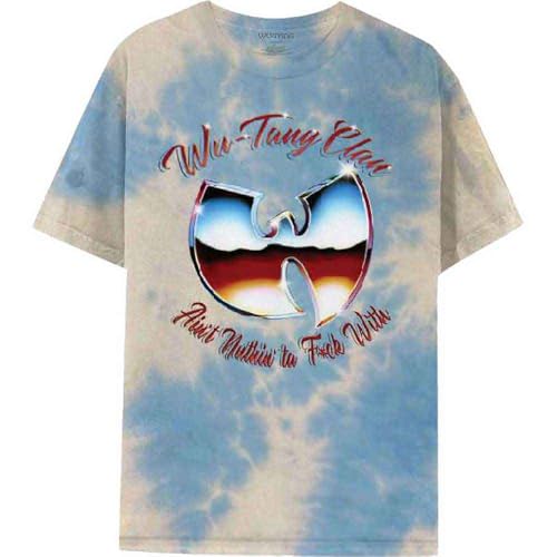 Wu-Tang Clan t-shirt unisex bleu dip dye vêtement hip hop avec logo