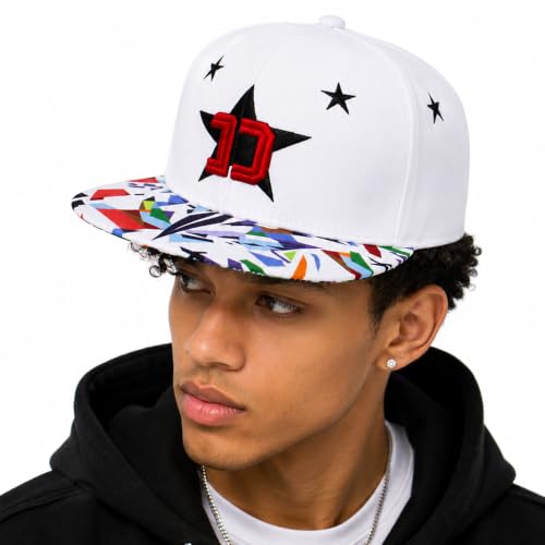Image of VRITRAZ Comfortable Polyester 3D Printed Hip Hop Cap for Men & Women | Adjustable Snapback Closure Flat Brim Baseball Hat | Lightweight Urban Streetwear Headwear for Dance, Skateboarding, Gym, Sports