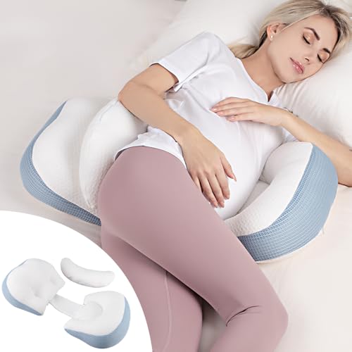 Image of Chilling Home Pregnancy Pillow for Sleeping Portable, Maternity Pillow for Side Sleeper, Travel Wedge Pillow, Body Pillow Support for Back, Belly, Blue