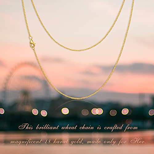 SISGEM Solid 14K Gold Wheat Chain Necklace Jewelry for Women, Yellow Gold Shiny Braided Wheat Chain Necklace with Lobster Claw Clasp, 16inch - Image 6