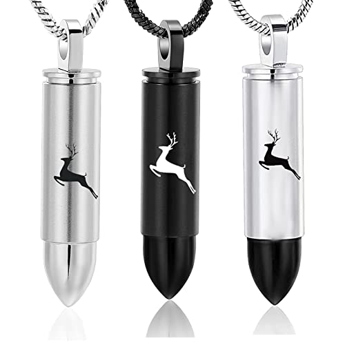 3 Pack Black Cremation Jewelry for Ashes Silver...