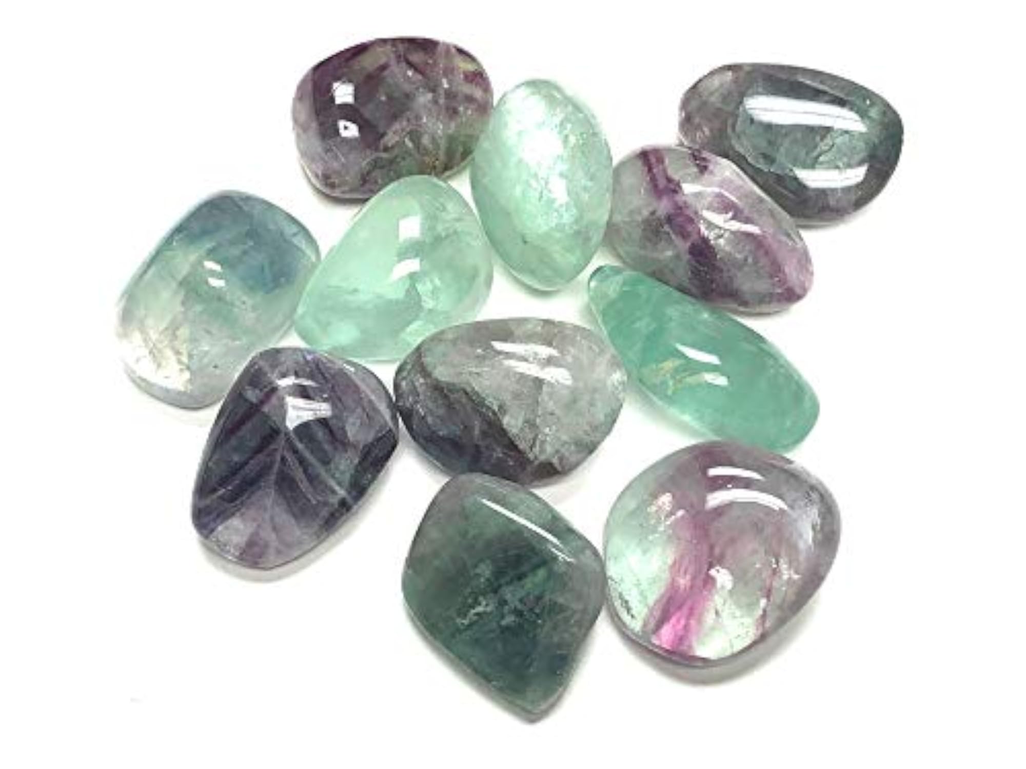Large Tumbled Rainbow Fluorite Polished Gemstones, Healing