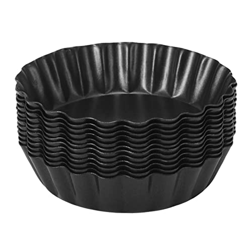 Staccatory 12 moldes para tartas de huevo, 3 pulgadas, parte inferior extraíble, molde para magdalenas, magdalenas, moldes para hornear