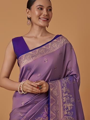 Monjolika Fashion lavender banarasi silk saree – image 5
