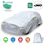 【Protección completa】 La funda transpirable para el automóvil tiene un buen rendimiento al proteger su automóvil del polvo, el viento, la lluvia, los rayos UV, las heladas y la neblina. Mantenga su auto limpio y no necesite lavarlo con frecuencia.