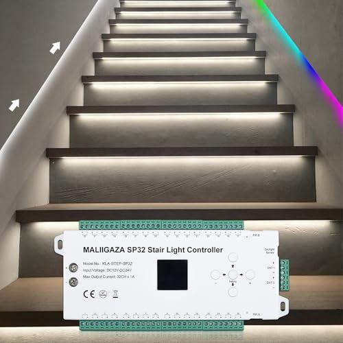 Image of Automatic Stair Light Controller 32 Channel PIR Sensor | Smart Motion Activated Lighting Custom Stair Effects Dynamic Staircase Running Flow for Home Lofts & Modern Interiors