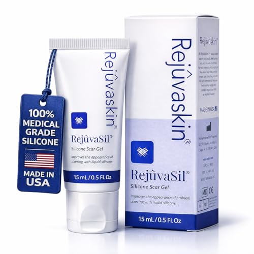 Rejuvaskin RejuvaSil Silicone Scar Gel, Scar Treatment for Surgical Scars, Burns, Keloids, Acne Scars on Face & Body