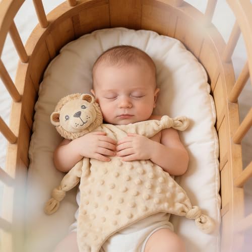 Image of CREVENT Soft Plush Animal Face Security Blankets for Boys and Girls, Great Gifts for Birthday Baby Shower - Lion