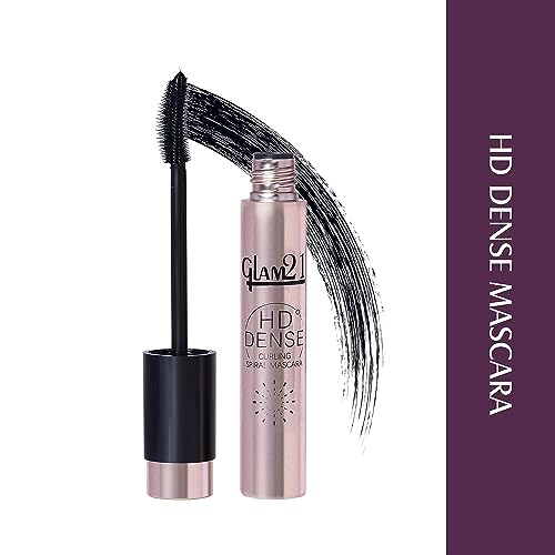 Image of Glam21 HD Dense Mascara, With Petite Brush, Thermal Sensitive Technology, Smudge Proof, Water Proof, Voluminous Eyelashes, 16 Hours Long-wear (Black) | 10ml (Pack of 2)