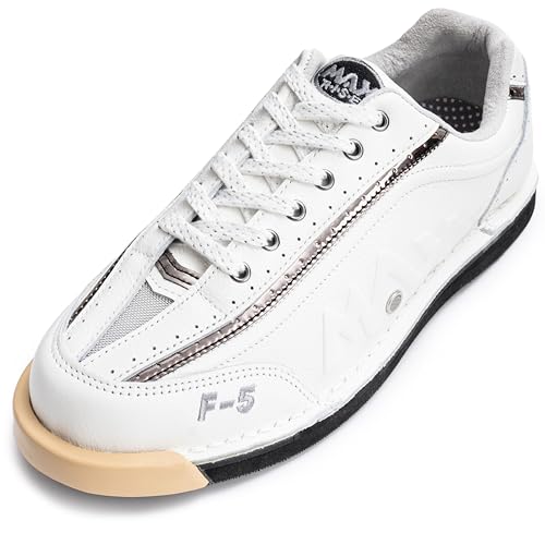 MAXWELTER F-5 Tour Bowling Shoes for Professional Bowler Interchangeable Sole White