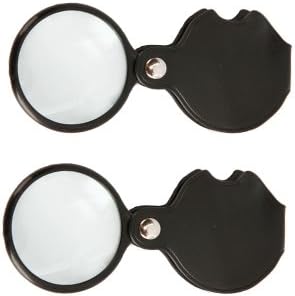 2pcs 8x Pocket Folding Magnifier Magnifying Glass Loupe for Reading Aid Maps Photographs Documents Black