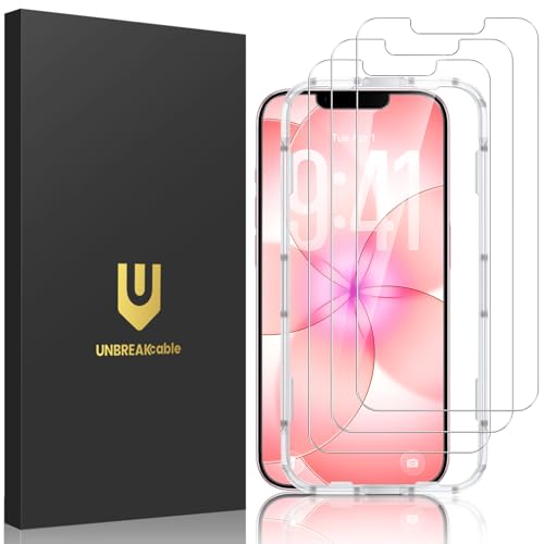UNBREAKcable 3-Pack Screen Protector for iPhone 17e Double Shatterproof Tempered Glass [Easy Installation Frame] [9H Hardness] [99.99% HD Clear] [Case Friendly] for iPhone 6.1 inch