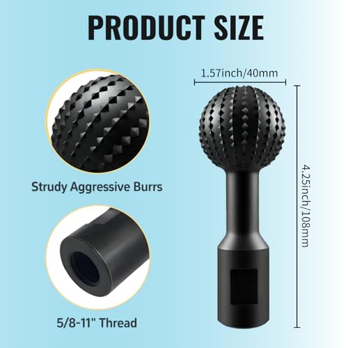 AUPREX Ball Gouge for Angle Grinder, 40mm Sphere Rotary Burr, Power Carving Tools for Wood Shaping, Angle Grinder Attachments for 4 1/2 and 5 Inch Grinders with 5/8-11 Threads by AUPREX - Image 3