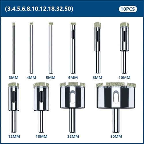 Set de 10 Brocas de Diamante 3-50 mm para Vidrio y Mármol miniatura 2
