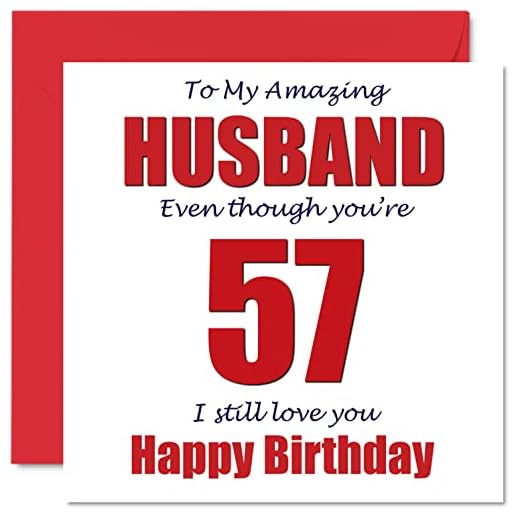 Divertidas tarjetas de felicitación de 57 cumpleaños para marido, pareja de cincuenta y siete años cincuenta y séptimo esposo, tarjetas de felicitación de humor de broma de 145 mmx145 mm
