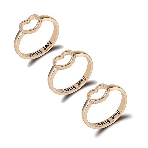 Hewill Love Heart Friendship Rings Set for Women Men Geometric Best Friend BFF Promise Rings for 3...