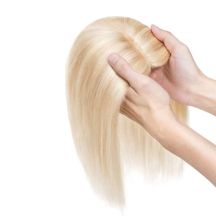 Miniatura 8 de S-noilite Toppers para el cabello humano real para mujer, sin flequillo, #18P613 rubio ceniza y rubio decolorado, 12 pulgadas, piezas de cabello