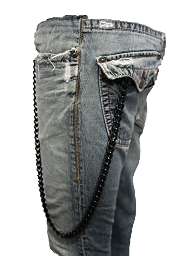 Men Fashion Wallet Black Metal Chain Keychain Long Strand 33" Thick Chunky Bold Bulky Links4