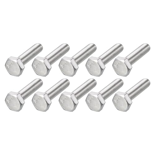 Image of METALLIXITY Hex Bolts (M10-1.5x40mm) 10Pcs, 304 Stainless Steel Coarse Fully Threaded Hex Head Screw Bolt Machine Screws - for Furniture Repair, Silver