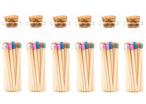 Multi-Color Decorative Matches, 120+ Small Premium Wooden Matches | Artisan Matches for Candles, Safety Matches for Lighting Candles with Match Striker On The Bottle
