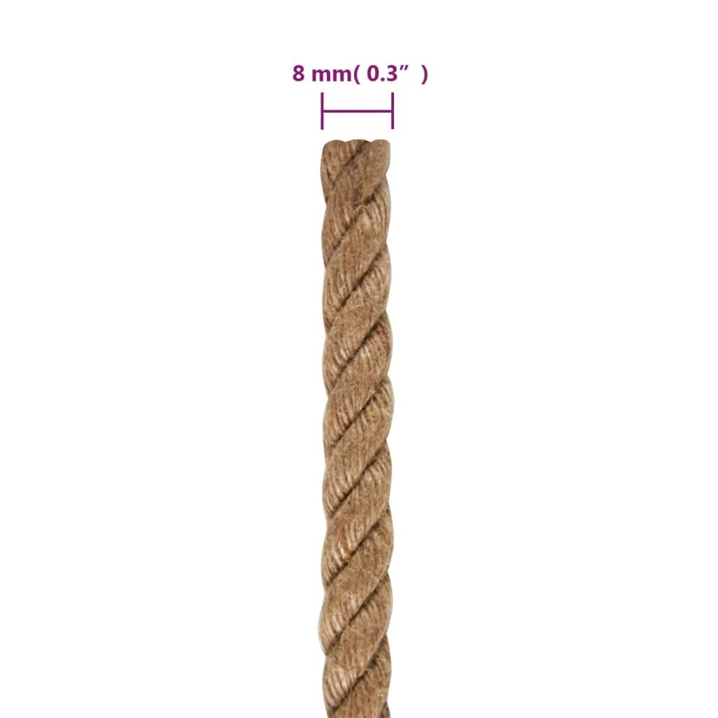 Linia outdoorowa – pleciona lina, Naturalna pleciona lina z juty 50m 8mm odporna na warunki atmosferyczne do dekoracji ogrodniczych(100 M,8 mm)