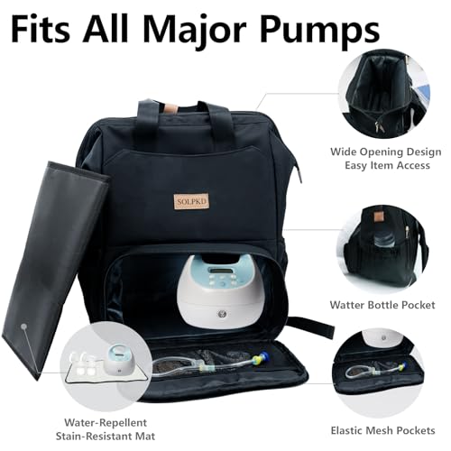 Breast Pump Bag Diaper Bag Backpack Breast Pump Backpack for S1,S2 Working Moms Travel Breastfeeding Storage Newborn Essentials Must Haves Beige3